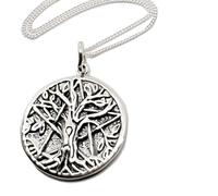 Ciondolo collana albero della vita in argento sterling 925 con catena Wicca...