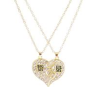 Ciondolo Collana Donna, 2 Pezzi Big Little Sister Lettera intarsiata Cuore Collana Abbinata Gioielli Regalo di Compleanno per Mamma Donne Moglie Ragazze lei Attractive Processing