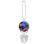Ciondolo colorato a forma di pesce marino tropicale, ornamento da appendere allo specchietto retrovisore, decorazione per auto per specchietto retrovisore, portachiavi in stile argento