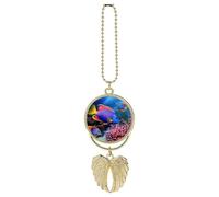 Ciondolo colorato a forma di pesce marino tropicale, ornamento da appendere allo specchietto retrovisore, decorazione per auto per specchietto retrovisore, portachiavi in stile dorato