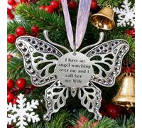 Ciondolo Commemorativo a Farfalla Intagliata, Decorazioni per L'albero di Natale Retrò con Slogan Commoventi, Un Pezzo Del Mio Cuore È In Paradiso, Decorazione per Casa(Wife)