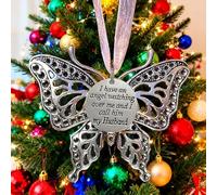 Ciondolo Commemorativo a Farfalla Intagliata, Decorazioni per L'albero di Natale Retrò con Slogan Commoventi, Un Pezzo Del Mio Cuore È In Paradiso, Decorazione per Casa(Husband)