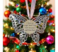 Ciondolo Commemorativo a Farfalla Intagliata, Decorazioni per L'albero di Natale Retrò con Slogan Commoventi, Un Pezzo Del Mio Cuore È In Paradiso, Decorazione per Casa(Dad)