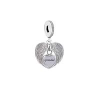 Ciondolo commemorativo a forma di ala d'angelo, in argento Sterling 925, compatibile con braccialetti Pandora Charm Moments, Metallo Argento sterling, Nessuna pietra preziosa