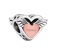 Ciondolo commemorativo a forma di ala d'angelo, in argento Sterling 925, compatibile con braccialetti Pandora Charm Moments, Metallo