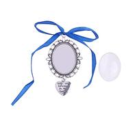 Ciondolo commemorativo con foto da sposa, bouquet da sposa, con fiocco in seta, fazzoletto, bouquet, spilla decorativa, Glass: Approx.4x3cm/1.57x1.18inch, Metallo