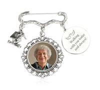Ciondolo Commemorativo Personalizzato Per La Laurea - Spilla Con Foto In Argento Anticato Per Laureati - Ciondolo Personalizzato Con Foto Ricordo Per Decorare Il Cappello E Il Fiocco Di Laurea