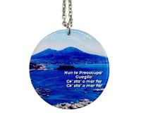 Ciondolo Compatibile con Mare Fuori Collana Acciaio Inox Serie Tv Ritornello Canzone O Mar For Sfondo Vesuvio Napoli Penitenziario Minorile Gadget Accessori Auto Idea Regalo