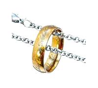 Ciondolo Compatibile con Unico Anello del Potere Elfico Color Oro Ispirato Saga Signore degli Anelli Gadget Accessori Auto Ciondolo per Specchietto Hobbit Idea Regalo Magia Fantasy Cosplay