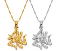 Ciondolo Con Bandiera Tradizionale - Collane Con Ciondolo Bandiera Delle Città Della Sicilia Italia, Collana Di Gioielli Siciliani Italiani Gialli/Bianchi Festa In Stile Moda Hip Hop Unisex, Bianco,