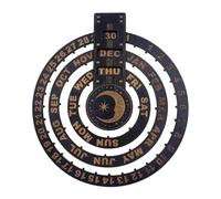 Ciondolo con calendario perpetuo, calendario circolare, disco circolare | Ciondolo con calendario perpetuo in legno, design interattivo per la luna quotidiana della consapevolezza