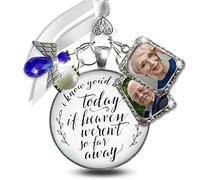 Ciondolo con foto bouquet di nozze con angelo blu - I know you d be here if Heaven Honor Love One, gioiello da sposa realizzato a mano in vetro bianco con 2 cornici regalo messaggio e scatola per,