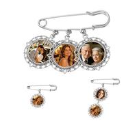 Ciondolo Con Foto Personalizzato For Bouquet Da Sposa, Spille Commemorative Personalizzate For La Sposa E Lo Sposo, Cornice Rotonda In Filigrana D'argento For Addio Al Nubilato, Decorazioni Ricordo