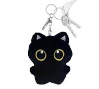 Ciondolo con gatto di, portachiavi in peluche con gatto di | Ciondolo per zaino con ciondolo portachiavi con gatto nero cartone animato | chiave in peluche per animali di peluche gatto ne