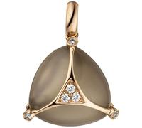 Ciondolo Con Grigio Mondstein-Cabochon E 6 Diamanti Brillanti 585 Oro Rosso