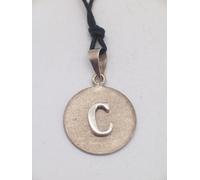Ciondolo con LETTERA - C - in ARGENTO 925 - pendente iniziale-girocollo alfabeto