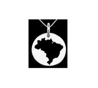 Ciondolo con mappa del Brasile in argento Sterling 925 massiccio, rotondo da 24 mm e spesso 1,5 mm, ciondolo con simbolo della Terra, delicato gioiello da viaggio | LKB_MAP_046
