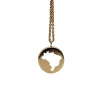 Ciondolo con mappa del Brasile in argento sterling placcato oro 14k, forma rotonda da 24 mm, spessore 1,5 mm, ciondolo con simbolo della Terra, delicato gioiello da viaggio | LKB_MAP_282