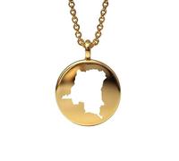 Ciondolo con mappa del Congo in argento sterling placcato oro 14k, forma rotonda da 24 mm, spessore 1,5 mm, ciondolo con simbolo della Terra, delicato gioiello da viaggio | LKB_MAP_654