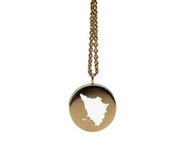 Ciondolo con mappa del Granducato di Toscana in argento sterling placcato oro 14k, forma rotonda da 24 mm, spessore 1,5 mm, ciondolo con simbolo della Terra, delicato gioiello da viaggio | LKB_MAP_445