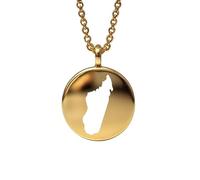 Ciondolo con mappa del Madagascar in argento sterling placcato oro 14k, forma rotonda da 24 mm, spessore 1,5 mm, ciondolo con simbolo della Terra, delicato gioiello da viaggio | LKB_MAP_570
