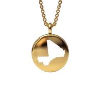 Ciondolo con mappa del Mali in argento sterling placcato oro 14k, forma rotonda da 24 mm, spessore 1,5 mm, ciondolo con simbolo della Terra, delicato gioiello da viaggio | LKB_MAP_566