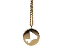 Ciondolo con mappa del Mali in argento sterling placcato oro 14k, forma rotonda da 24 mm, spessore 1,5 mm, ciondolo con simbolo della Terra, delicato gioiello da viaggio | LKB_MAP_400