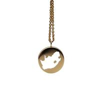 Ciondolo con mappa del Sud Africa in argento sterling placcato oro 14k, forma rotonda da 24 mm, spessore 1,5 mm, ciondolo con simbolo della Terra, delicato gioiello da viaggio | LKB_MAP_339