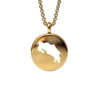 Ciondolo con mappa della Costa Rica in argento sterling placcato oro 14k, forma rotonda da 24 mm, spessore 1,5 mm, ciondolo con simbolo della Terra, delicato gioiello da viaggio | LKB_MAP_476