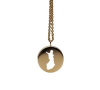 Ciondolo con mappa della Finlandia in argento sterling placcato oro 14k, forma rotonda da 24 mm, spessore 1,5 mm, ciondolo con simbolo della Terra, delicato gioiello da viaggio | LKB_MAP_452