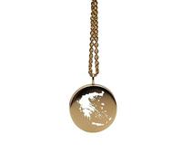 Ciondolo con mappa della Grecia in argento sterling placcato oro 14k, forma rotonda da 24 mm, spessore 1,5 mm, ciondolo a forma di terra, delicato gioiello da viaggio | LKB_MAP_444