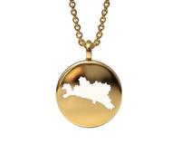 Ciondolo con mappa della Repubblica di Genova in argento sterling placcato oro 14k, forma rotonda da 24 mm, spessore 1,5 mm, ciondolo con simbolo della Terra, delicato gioiello da viaggio |LKB_MAP_527