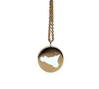 Ciondolo con mappa della Sicilia in argento sterling placcato oro 14k, forma rotonda da 24 mm, spessore 1,5 mm, ciondolo a forma di terra, delicato gioiello da viaggio | LKB_MAP_319