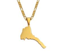 Ciondolo Con Mappa Dell'Eritrea, Collana Con Ciondolo Con Contorno Della Mappa Dell'Africa Eritrea Collana Con Ciondolo Hip Hop, Elegante Collana Di Amicizia Patriottica, Giallo, 45 Cm