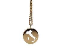 Ciondolo con mappa dell'Italia in argento sterling placcato oro 14k, forma rotonda da 24 mm, spessore 1,5 mm, ciondolo a forma di terra, delicato gioiello da viaggio | LKB_MAP_424