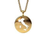 Ciondolo con mappa dell'Italia in argento sterling placcato oro 14k, forma rotonda da 24 mm, spessore 1,5 mm, ciondolo a forma di terra, delicato gioiello da viaggio | LKB_MAP_491
