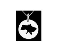 Ciondolo con mappa dell'Ucraina in argento Sterling 925 massiccio, rotondo da 24 mm e spesso 1,5 mm, ciondolo con simbolo della Terra, delicato gioiello da viaggio | LKB_MAP_126