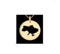 Ciondolo con mappa dell'Ucraina in argento sterling placcato oro 14k, forma rotonda da 24 mm, spessore 1,5 mm, ciondolo con simbolo della Terra, delicato gioiello da viaggio | LKB_MAP_265