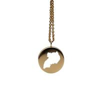 Ciondolo con mappa dell'Uganda in argento sterling placcato oro 14k, forma rotonda da 24 mm, spessore 1,5 mm, ciondolo con simbolo della Terra, delicato gioiello da viaggio | LKB_MAP_318