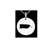 Ciondolo con mappa di Porto Rico in argento Sterling 925 massiccio, rotondo da 24 mm e spesso 1,5 mm, ciondolo a forma di terra, delicato gioiello da viaggio | LKB_MAP_087