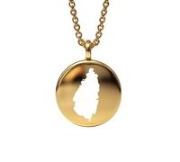 Ciondolo con mappa di Santa Lucia in argento sterling placcato oro 14k, forma rotonda da 24 mm, spessore 1,5 mm, ciondolo con simbolo della Terra, delicato gioiello da viaggio | LKB_MAP_646