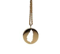 Ciondolo con mappa di Santa Lucia in argento sterling placcato oro 14k, forma rotonda da 24 mm, spessore 1,5 mm, ciondolo con simbolo della Terra, delicato gioiello da viaggio | LKB_MAP_355