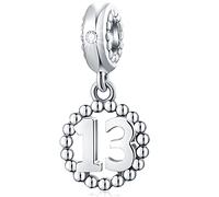 Ciondolo con numeri in argento Sterling 925 e perline per braccialetti Pandora, collana, catena a serpente europea, 16/18/21/25/30/40/50/60, Metallo, zirconia cubica