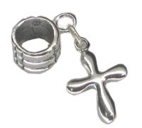 Ciondolo con perline pendenti in argento sterling croce .925 x 1 ciondoli perlin