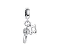 Ciondolo con pietre scintillanti e microfono, compatibile con braccialetti Pandora, regalo di compleanno per donne, figlia, sorella, nipote, nipote, Misura unica, Metallo, Nessuna pietra preziosa