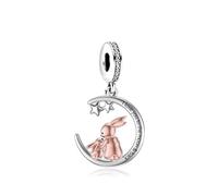 Ciondolo con scritta "I Love You To The Moon And Back", in argento Sterling 925, compatibile con braccialetti Pandora