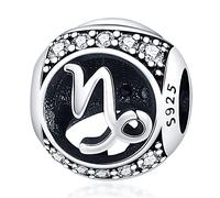 Ciondolo con segno zodiacale Capricorno, compleanno, nascita, mese, data, costellazione, segno zodiacale, in argento Sterling 925, compatibile con braccialetti Pandora