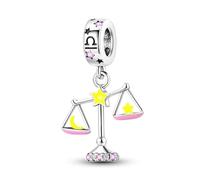 Ciondolo con segno zodiacale che si illumina al buio, in argento Sterling 925, compatibile con braccialetti Pandora Moments, 4mm Hole, Metallo Argento sterling, Nessuna pietra preziosa