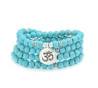 Ciondolo con simbolo yoga 108 Bracciale o collana da meditazione con perline di Mala per uomo o donna (Turchese verde (Green Turquoise))