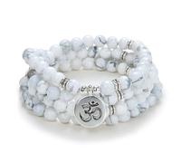 Ciondolo con simbolo yoga 108 Bracciale o collana da meditazione con perline di Mala per uomo o donna (Howlite bianca (White Howlite))